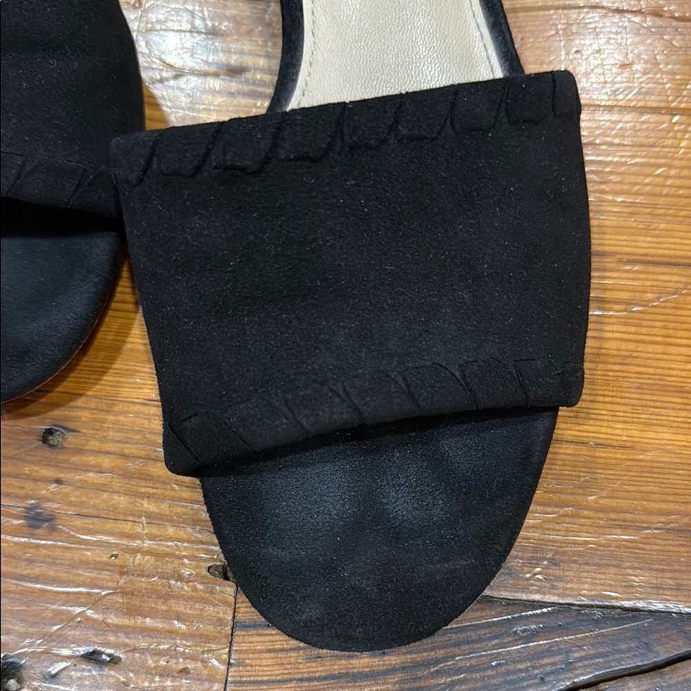 Via Spiga Black Mules Sleek Suede Comfort Slide On Block Heels Shies Size 9 39 - Picture 3 of 10